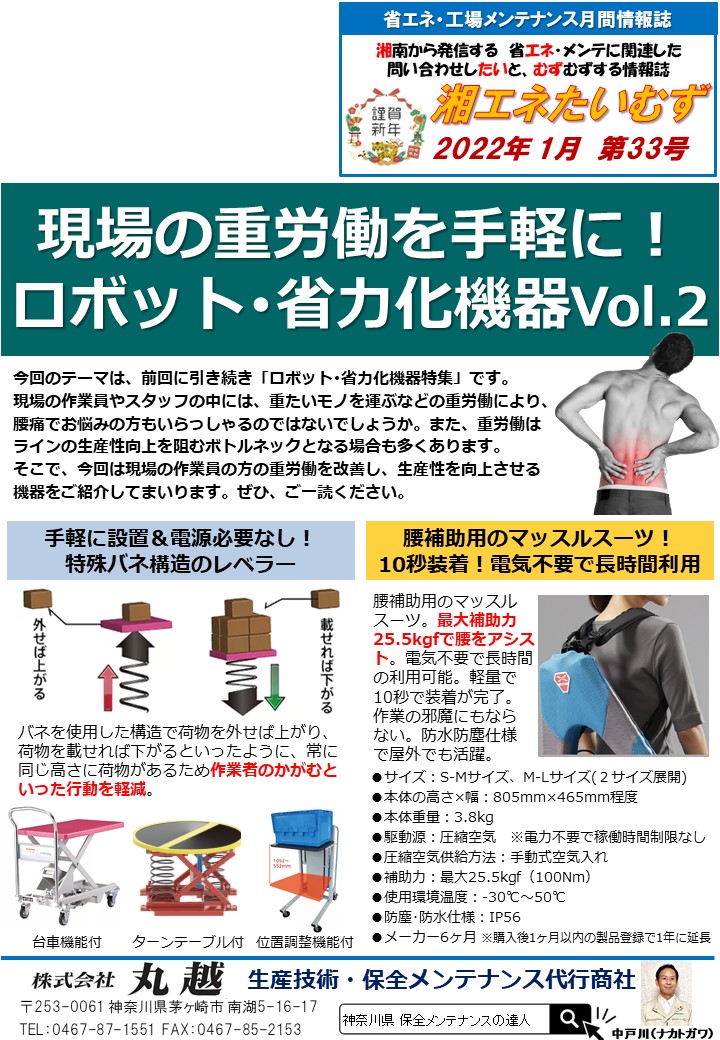 ニュースレター2022年1月号　テーマ：省力化ロボット化Vol2